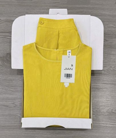 TB9024 - SET NGẮN LƯNG PHỐI NÚT XẺ TÀ SAU - MÀU VÀNG