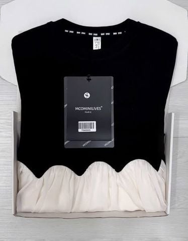 TQ4584 - ĐẦM ĐEN PHỐI TÙNG KEM