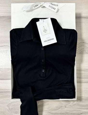 VGU1343 - ĐẦM DÀI THẮT EO PHỐI NÚT ĐEN