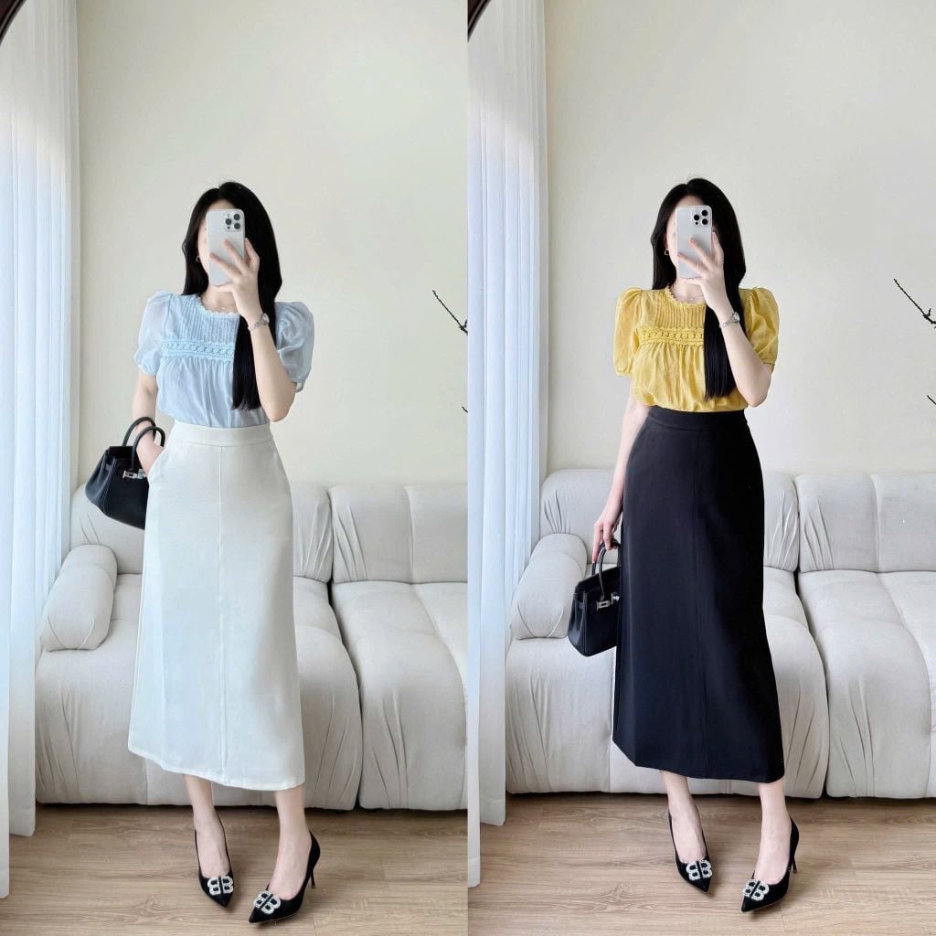 KS1282 - CHÂN VÁY DÀI - MÀU KEM (CV LẺ)