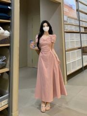 VGU1323 - ĐẦM DÀI PHỐI NGỰC - MÀU HỒNG