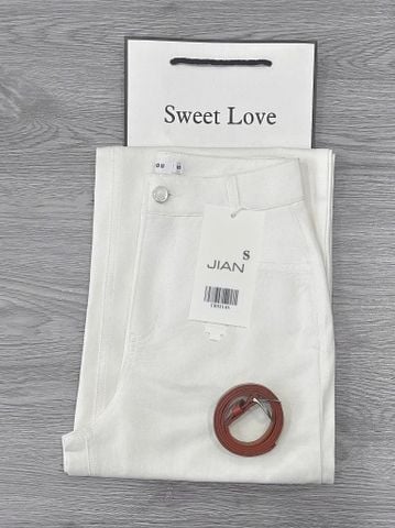 TB9214 - QUẦN DÀI PHỐI TÚI KÈM NỊT - MÀU TRẮNG