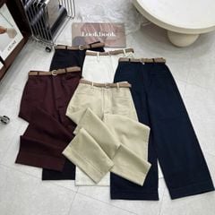 TB9214 - QUẦN DÀI PHỐI TÚI KÈM NỊT - MÀU TRẮNG