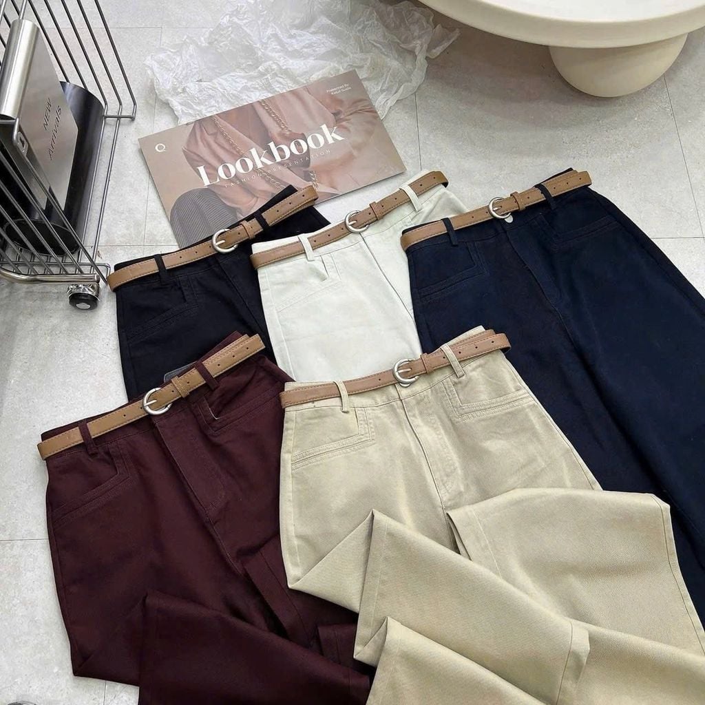 TB9214 - QUẦN DÀI PHỐI TÚI KÈM NỊT - MÀU TRẮNG