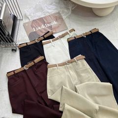 TB9214 - QUẦN DÀI PHỐI TÚI KÈM NỊT - MÀU TRẮNG