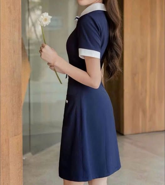 KS1286 - ĐẦM CÔNG SỞ PHỐI NƠ (XANH ĐEN)