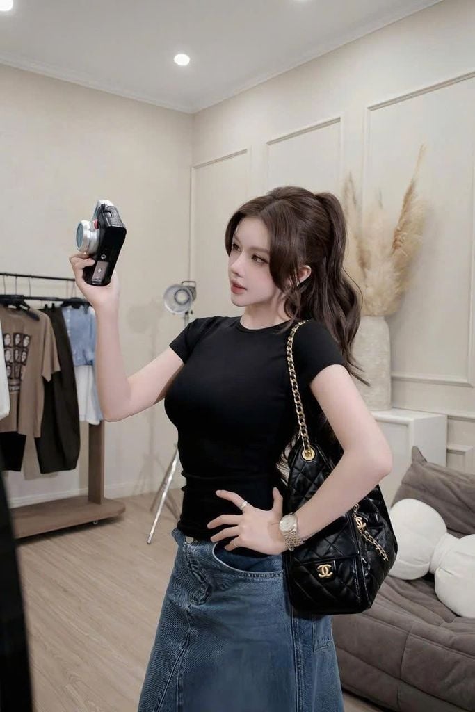 TQ4596 - ÁO THUN BODY BASIC ĐEN (ÁO LẺ)