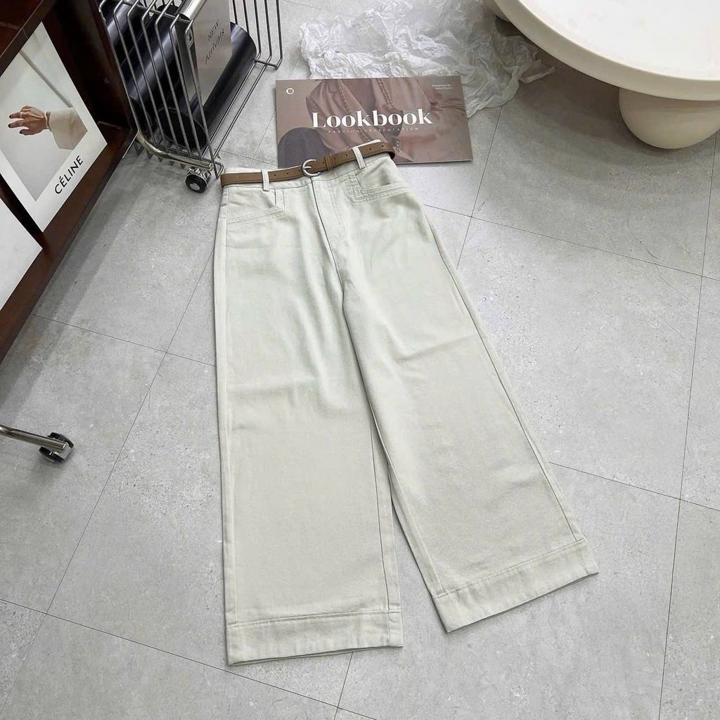 TB9214 - QUẦN DÀI PHỐI TÚI KÈM NỊT - MÀU TRẮNG