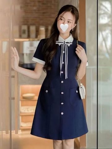 KS1286 - ĐẦM CÔNG SỞ PHỐI NƠ (XANH ĐEN)