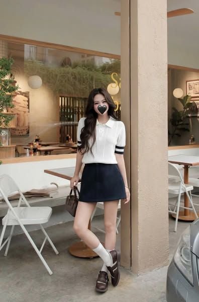 VGU1354 - ÁO LEN DỆT KIM TRẮNG PHỐI SỌC TAY (ÁO LẺ)