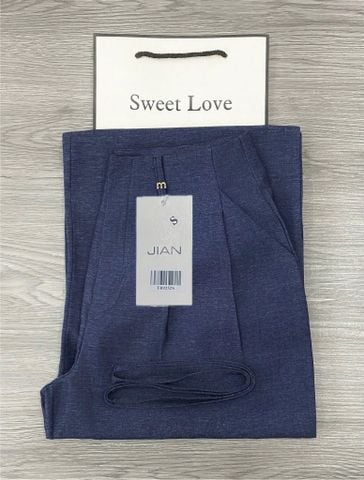 TB9252 - QUẦN DÀI PHỐI CHỮ M KÈM DÂY - XANH ĐEN (QUẦN LẺ)