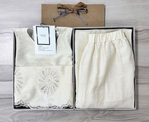 VGU1424 - SET CAO CẤP HOẠ TIẾT THÊU - KEM