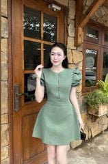 VGU1408 - ĐẦM NGẮN TAY PHỒNG XANH