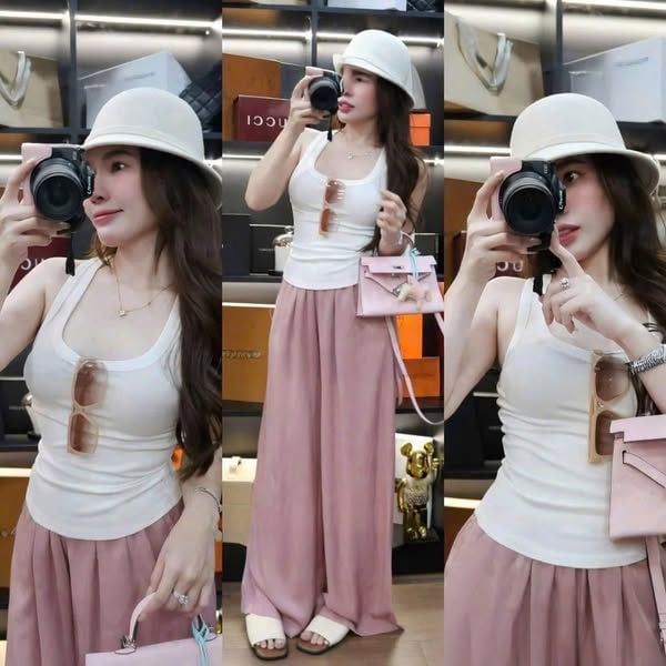 SKY9295 - SET ÁO THUN 3 LỖ + QUẦN DÀI HỒNG