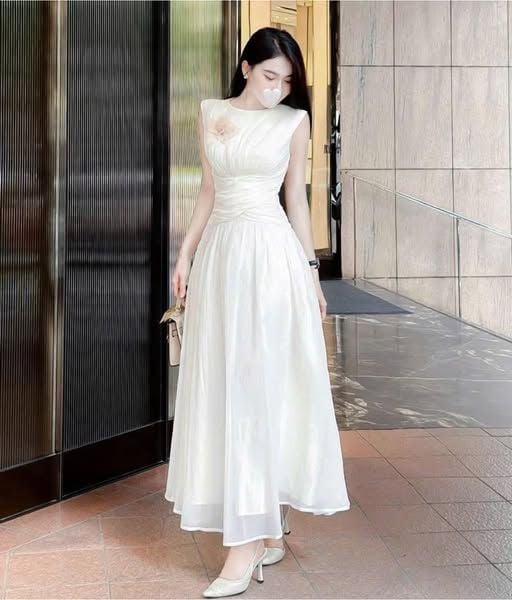 TQ4611 - ĐẦM DÀI SÁT NÁCH KEM (KÈM TAG HOA)