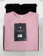 TQ4621 - SET ÁO THUN HỒNG + CHÂN VÁY ĐEN VIỀN BÈO (KHÔNG KÈM KHĂN)