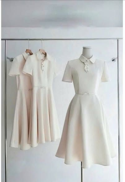 KS1346 - ĐẦM DÀI PHỐI CỔ KEM (KÈM DÂY)