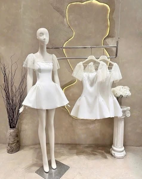 KS1336 - ĐẦM NGẮN CÁNH TIÊN TRẮNG