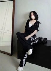 VGU1471 - SET THỂ THAO PHỐI SỌC CÓ NÓN ĐEN (KHÔNG KÈM ÁO TRONG)