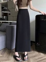 TB9339 - CHÂN VÁY BASIC ĐEN (VÁY LẺ)