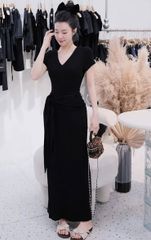 KS1361 - ĐẦM DÀI BODY THẮT EO ĐEN