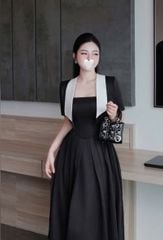 VGU1510 - ĐẦM DÀI 2 DÂY ĐEN + ÁO KHOÁC