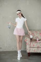 KS1347 - SET ÁO THUN BORIP TRẮNG + C.VÁY THUN UMI DÀY HỒNG