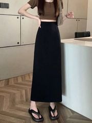 TB9339 - CHÂN VÁY BASIC ĐEN (VÁY LẺ)