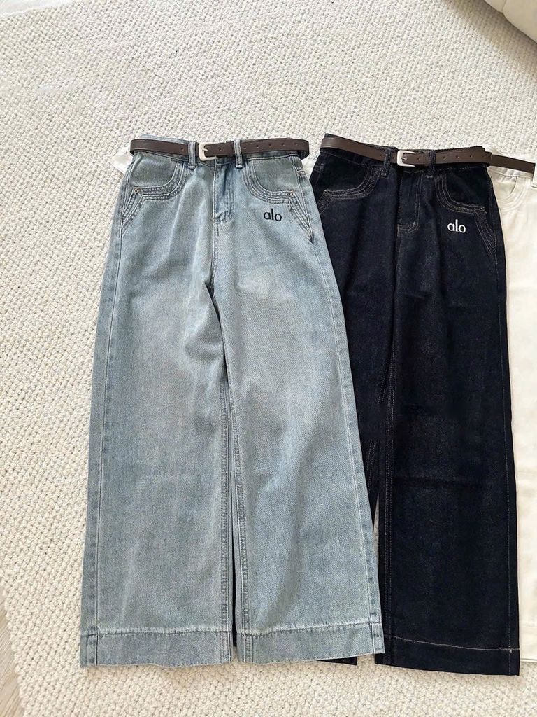 TB9180 - QUẦN JEAN DÀI THÊU ALO - XANH NHẠT (KÈM NỊT)