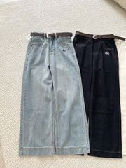 TB9180 - QUẦN JEAN DÀI THÊU ALO - XANH NHẠT (KÈM NỊT)