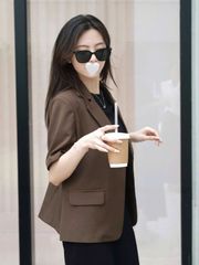 KS1390 - ÁO VEST TAY NGẮN - NÂU (ÁO LẺ)