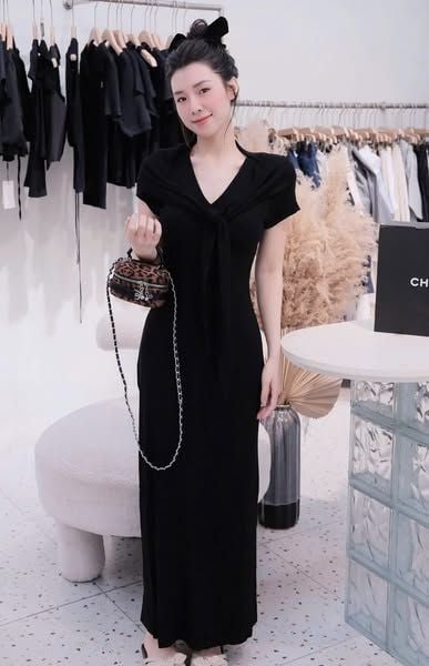 KS1361 - ĐẦM DÀI BODY THẮT EO ĐEN