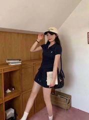 SKY9298 - SET THỂ THAO NGẮN THÊU NGỰA - MÀU ĐEN