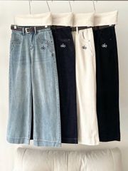 TB9180 - QUẦN JEAN DÀI THÊU ALO - XANH NHẠT (KÈM NỊT)