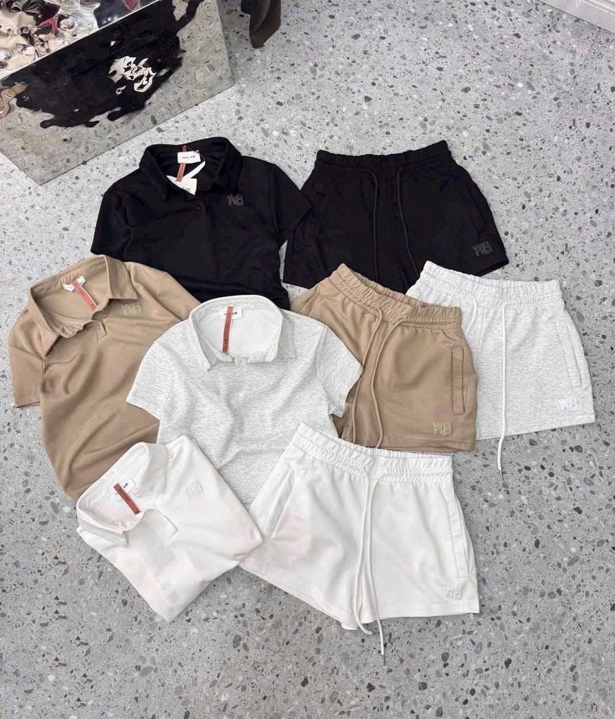 SKY9357 - SET POLO WANG NGẮN - ĐEN