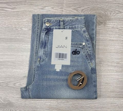 TB9180 - QUẦN JEAN DÀI THÊU ALO - XANH NHẠT (KÈM NỊT)