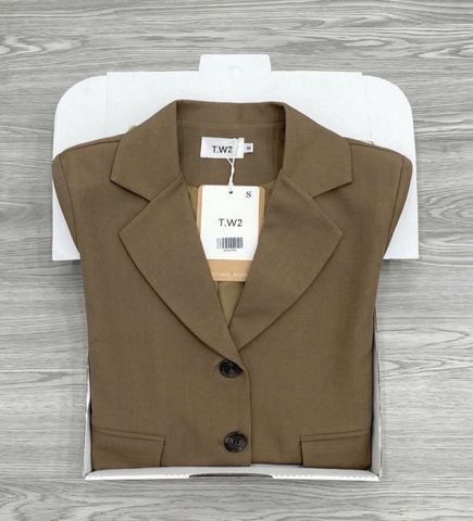 KS1390 - ÁO VEST TAY NGẮN - NÂU (ÁO LẺ)