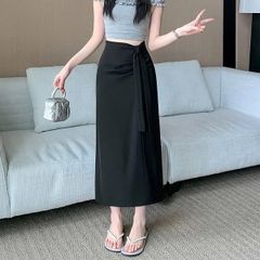 TB9439 - CHÂN VÁY DÀI THẮT DÂY EO - ĐEN (V.LẺ)