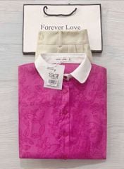 TB5877 - SET ÁO HỌA TIẾT HỒNG + QUẦN DÀI KEM (KHÔNG KÈM NỊT)