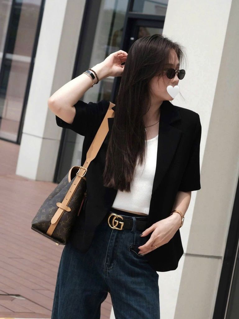 KS1391 - ÁO VEST TAY NGẮN - ĐEN (ÁO LẺ)