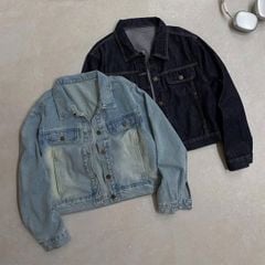 TB9410 - ÁO KHOÁC JEAN PHỐI NẮP TÚI (XANH NHẠT)