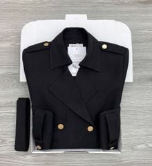 KS1373 - ÁO MĂNG TÔ KÈM DÂY BUỘC EO - MÀU ĐEN