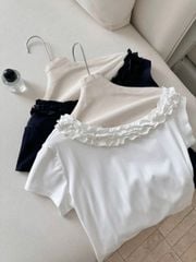 KS1438 - ÁO TRỄ VAI CỘT DÂY EO (TRẮNG) - ÁO LẺ