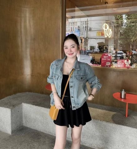 TB9410 - ÁO KHOÁC JEAN PHỐI NẮP TÚI (XANH NHẠT)