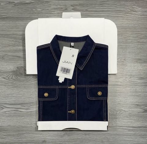 TB9409 - ÁO KHOÁC JEAN PHỐI NẮP TÚI (XANH ĐẬM)