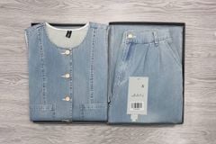 TB9082 - SET JEAN SÁT NÁCH PHỐI TÚI + QUẦN DÀI (XANH NHẠT)