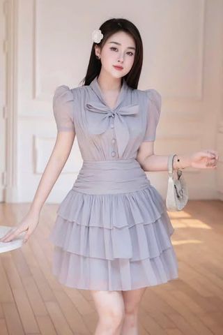 TB9401 - ĐẦM NGẮN TẦNG PHỐI NƠ (MÀU ẢNH SÀN)