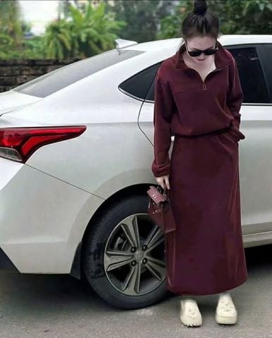 VGU1664 - SET THỂ THAO DÀI PHỐI KHÓA KÉO (ĐỎ TÍM)