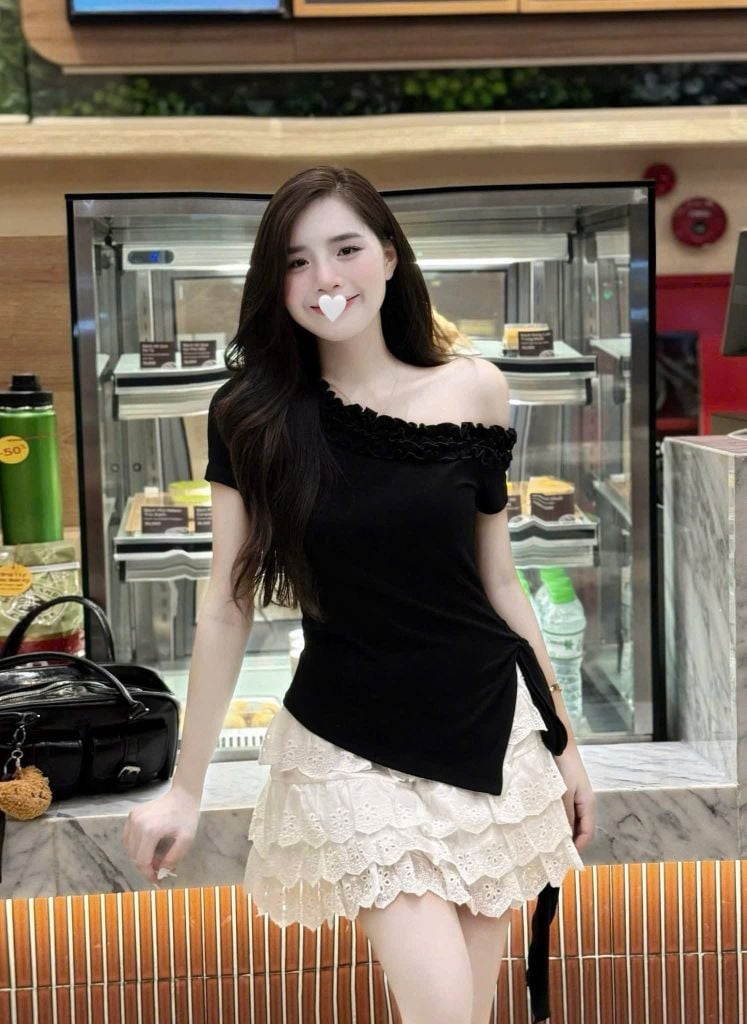 KS1438 - ÁO TRỄ VAI CỘT DÂY EO (TRẮNG) - ÁO LẺ