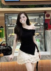 KS1438 - ÁO TRỄ VAI CỘT DÂY EO (TRẮNG) - ÁO LẺ